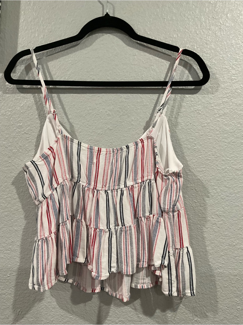 Striped Tie-Front Ruffle Cami - Picture 3 of 7